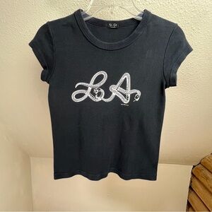 JOHN GALT / Brandy Melville Black Cap sleeve Tee. Size Small